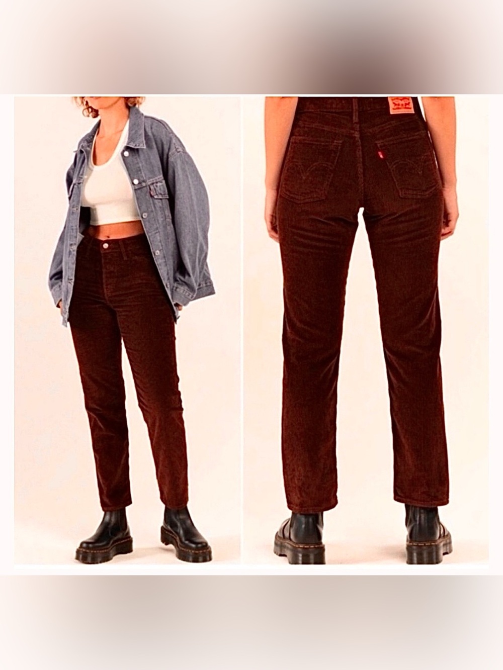 Levi’s Wedgie Fit Cropped Button Fly Corduroy Pants, Rust Brown, Women’s Size 28